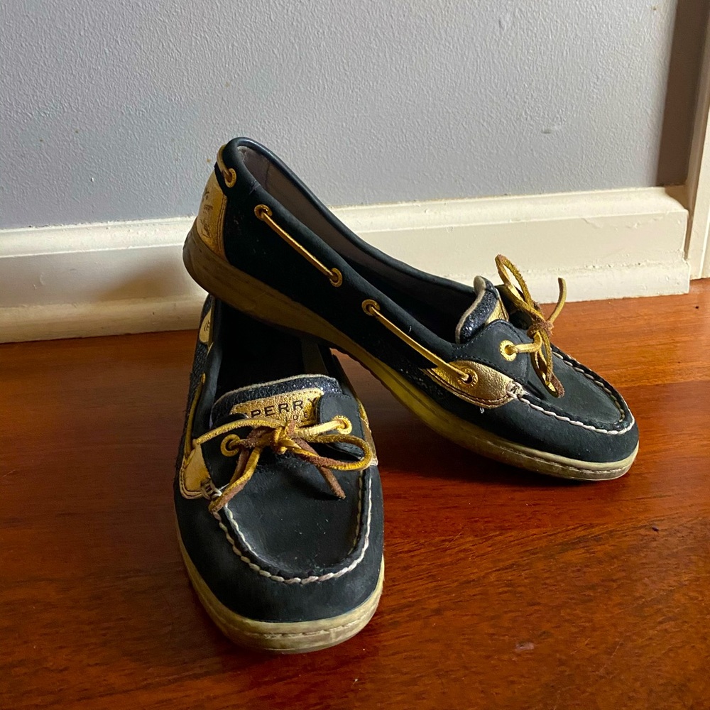 Sperry Top Slider - Black and Gold